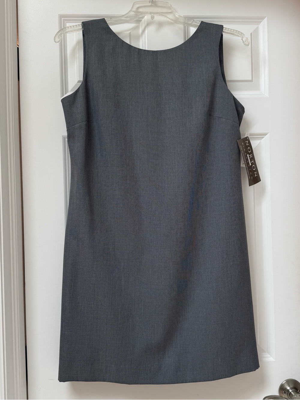 Norton McNaughton sleeveless grey sheath dress, size 12P washable